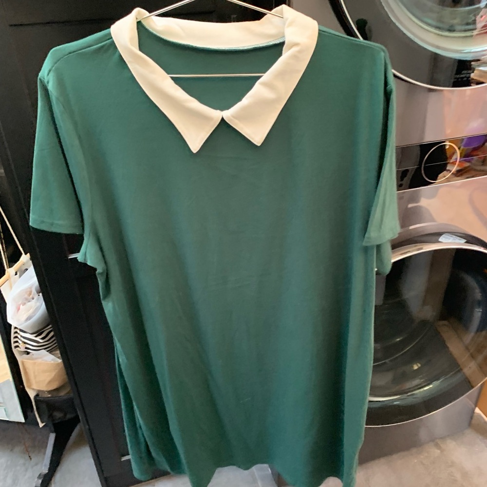 Green dress with White Collar